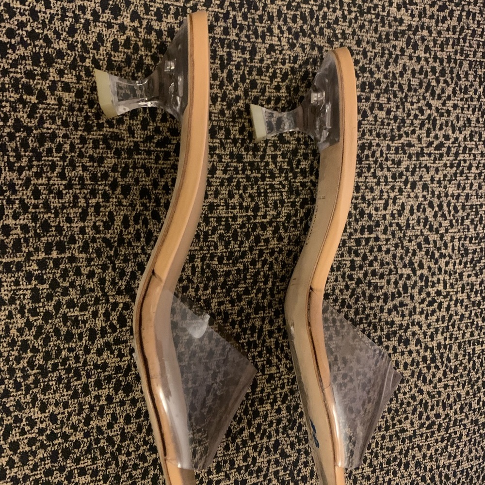 Larroude Tan Heels with Transparent Upper and Transparent heel